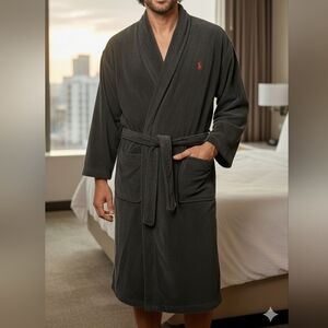 Polo Ralph Lauren Black Bathrobe With Belt Size Large/Extra Large
